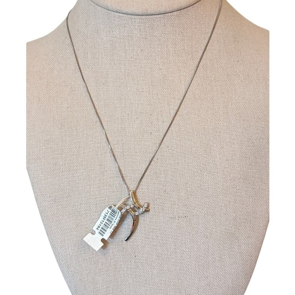 NWT Abstract 925 CZ Pendant on 925 Sterling 18" Box Chain Necklace